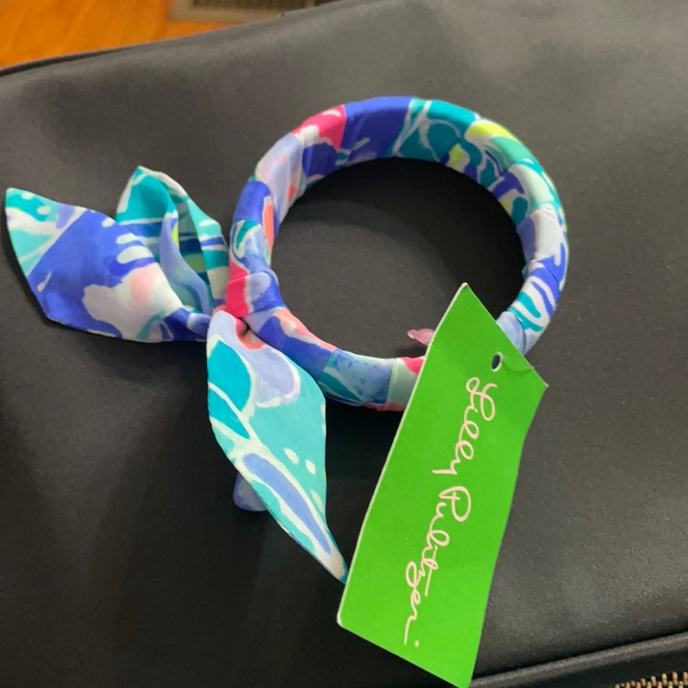 Lilly P Fabric Wrapped Bangle In Bennet Blue Celestial Seas